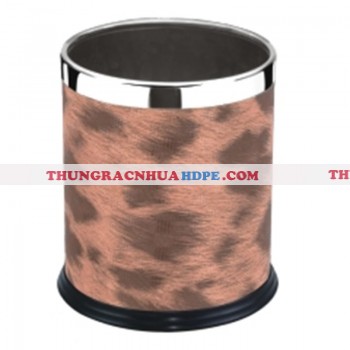 Thùng đựng rác phun sơn bọc da bên ngoài 