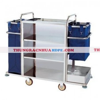 Xe đẩy làm vệ sinh phòng khách sạn bằng thép phun sơn E23-D