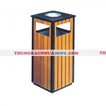 Thùng rác bằng gỗ hình vuông
