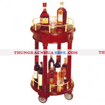 Xe trưng bày rượu 2 tầng bằng gỗ WY-14A