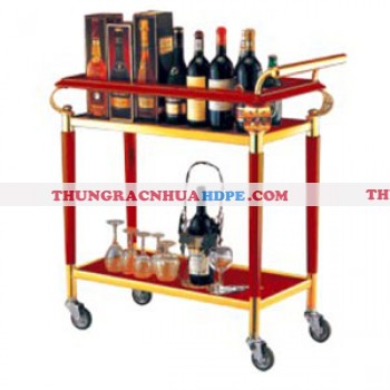 Xe bầy rượu di động 2 tầng bằng gỗ 
