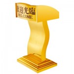 Bục phát biểu bằng inox mạ vàng